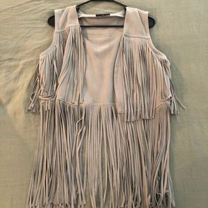 Grey fringe soft vest